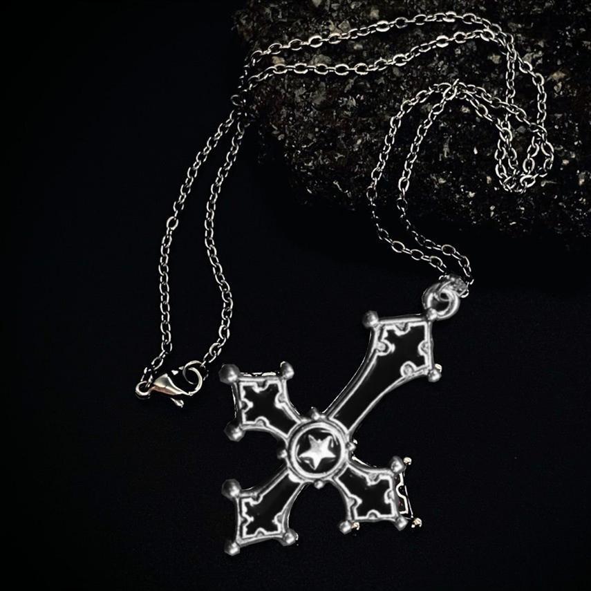 Wholesale Blood Red Gothic Inverted Cross Pendant Necklace