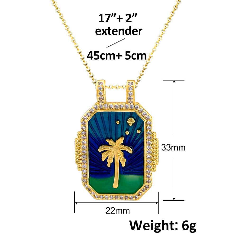 Wholesale Heart Tarot Card Evil Eye Eight Point Star Pendant Necklace Gold Plated Copper Fashion Jewelry Gift Boutique Resale