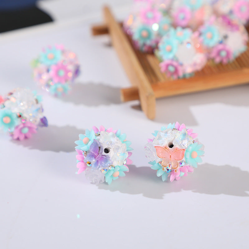 Wholesale 20pcs Flower Ball DIY Handmade Polymer Clay Crystal Beads