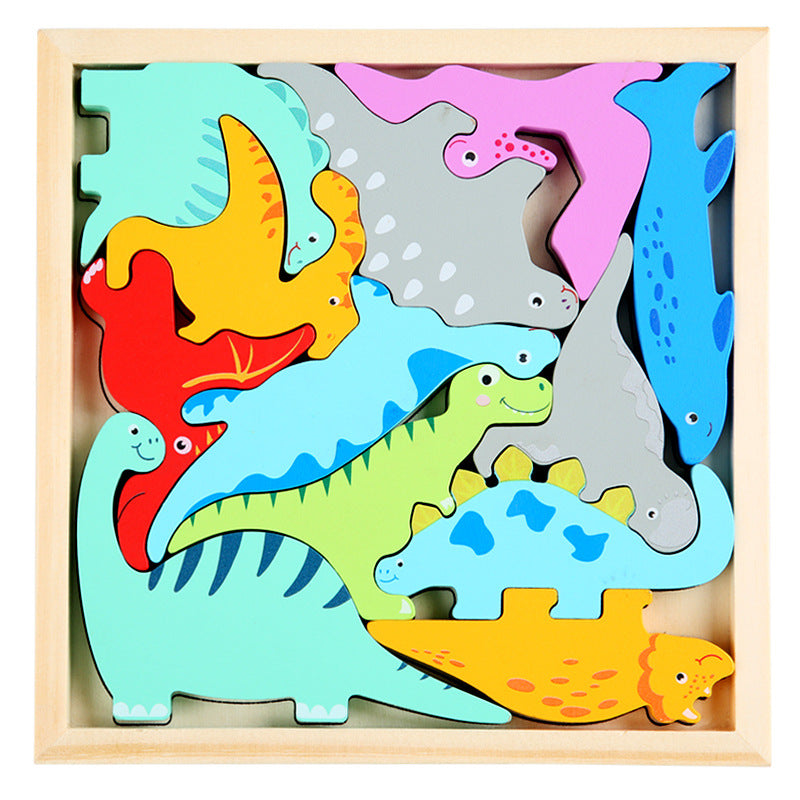 Wholesale Cartoon Animals Three-dimensional Wooden Fruits and Vegetables Transportation Puzzle Puzzle Board