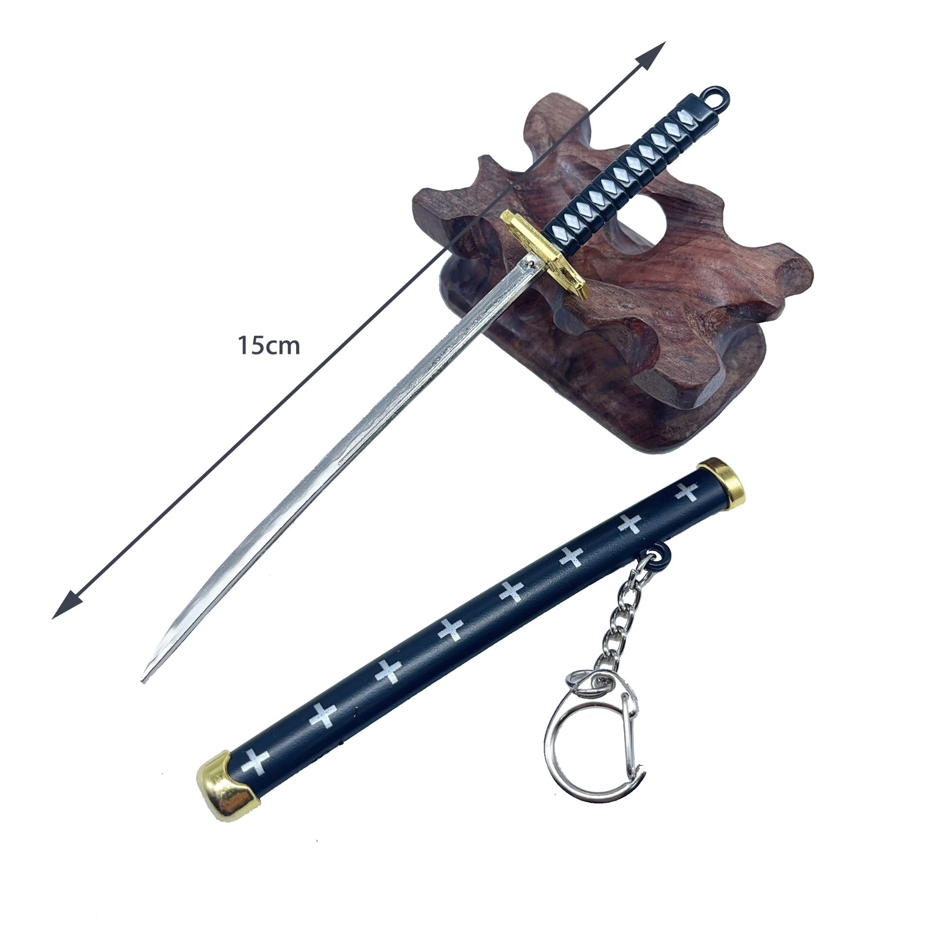 Wholesale One Piece Zoro Snow Knife Buckle Three Sword Style Scabbard Weapon Model Keychain
