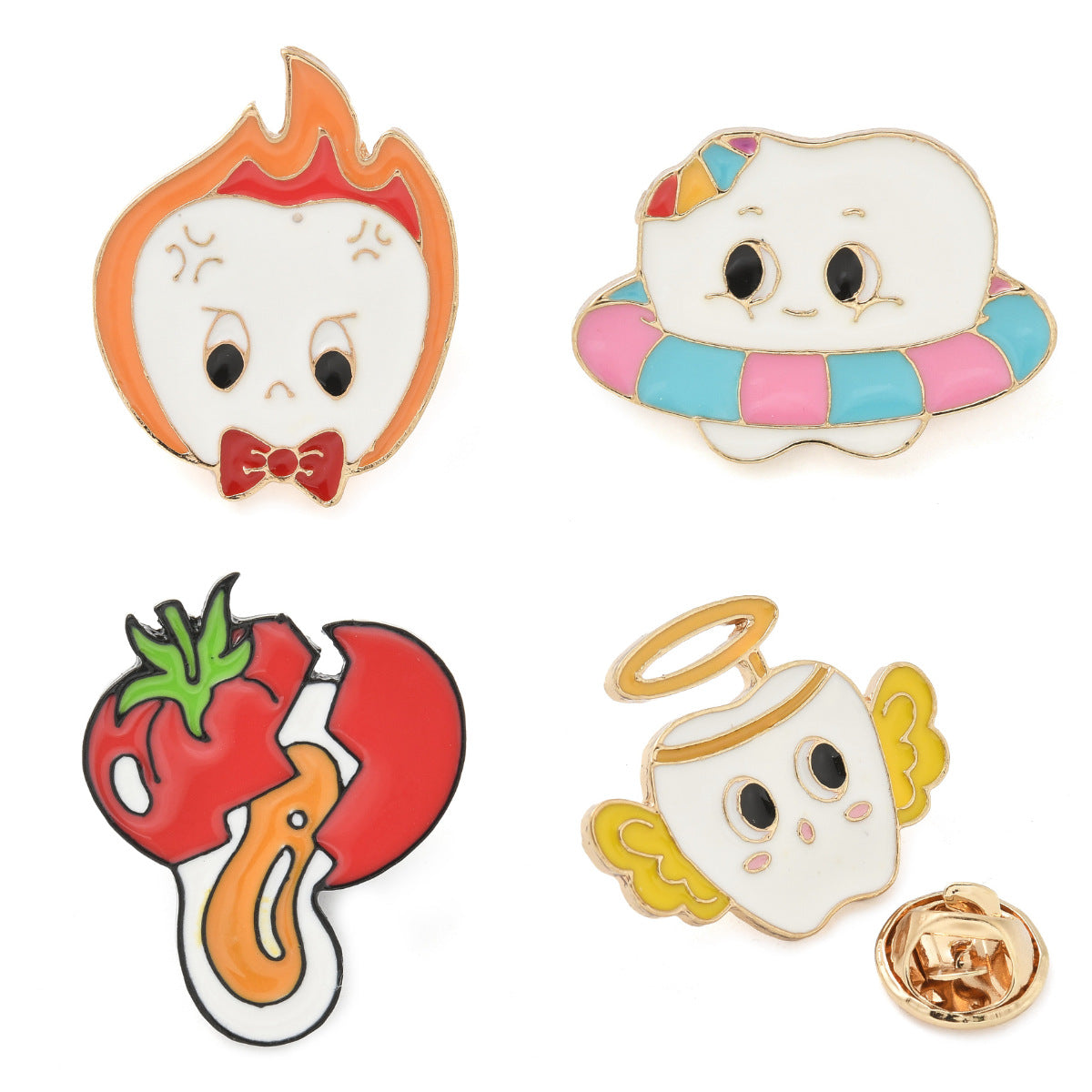Wholesale Drip oil cartoon wings teeth cute brooch