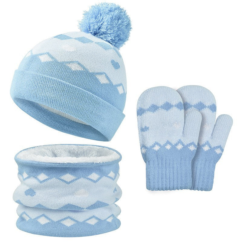 Wholesale Children's Winter Hat Knitted Woolen Scarf Gloves Set