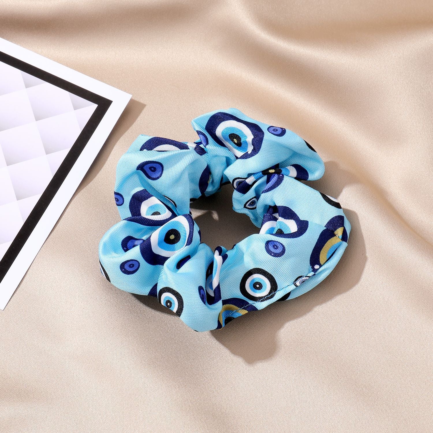 Wholesale Devil's Eye High Elastic Türkiye Blue Eye Fabric Hair Scrunchies