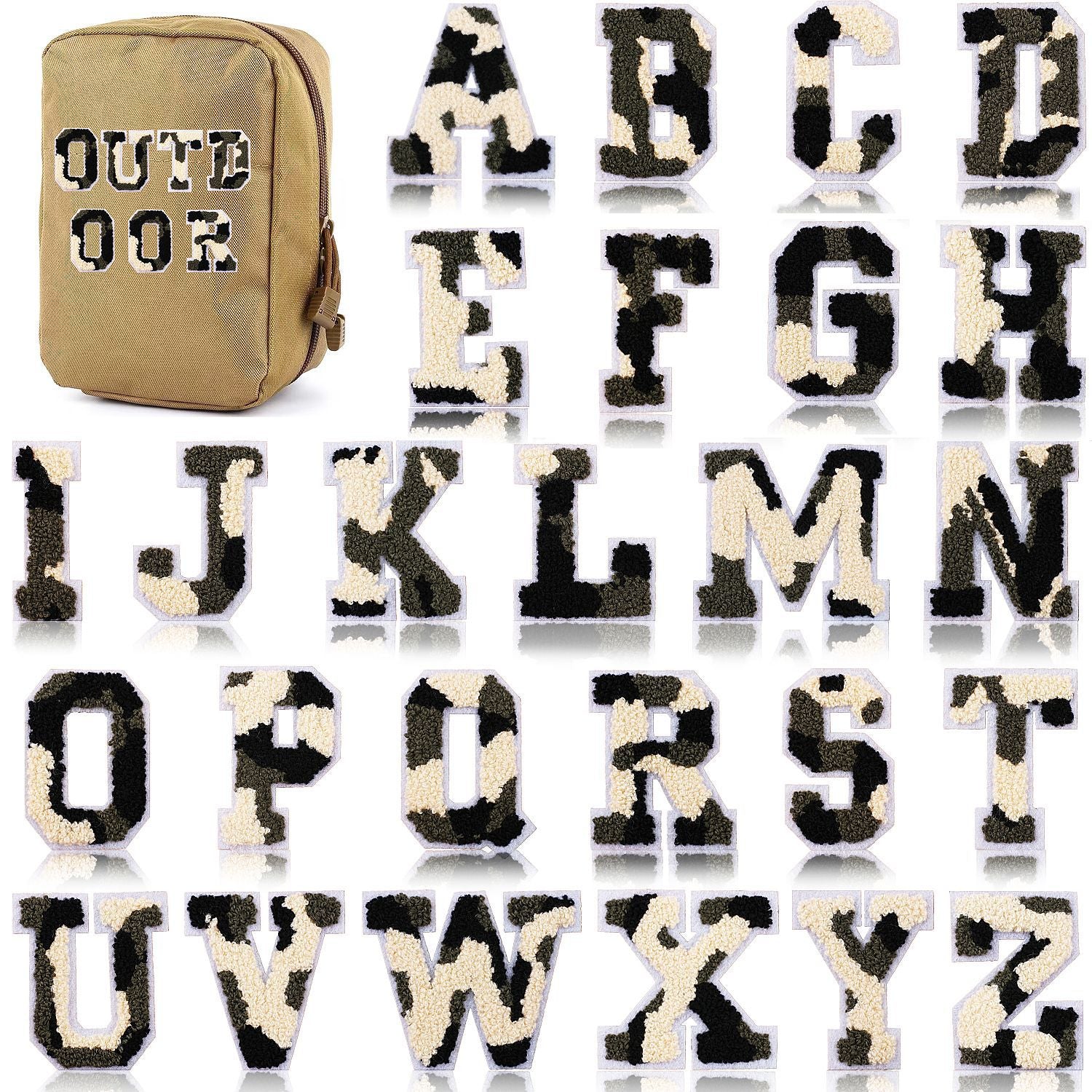 Wholesale Khaki English alphabet patch