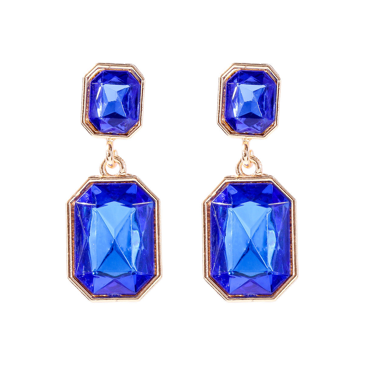 Wholesale Geometric Square Earrings with Alloy Diamond Inlaid Glass Stone Earrings