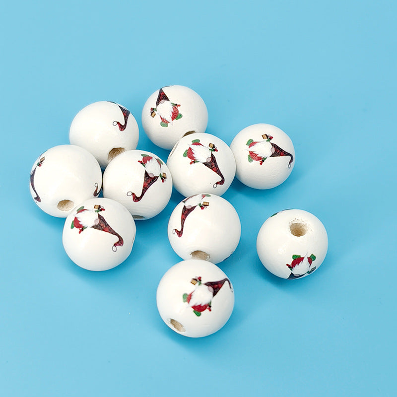 Wholesale 10PCS Christmas Decoration Wooden Beads DIY Children’s Round Beads