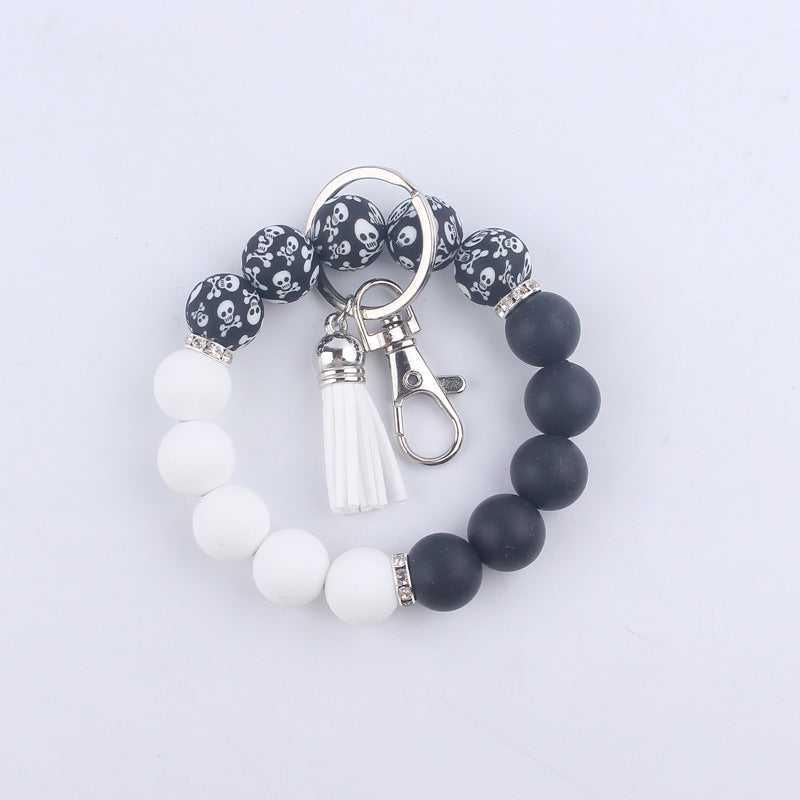 Wholesale Leopard Print Silicone Tassel Keychain