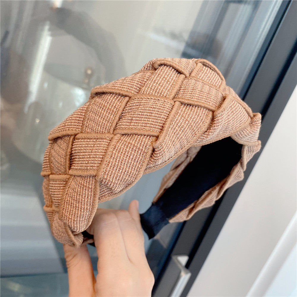 Wholesale Autumn and Winter High Skull Wide Edge Braided Houndstooth Headband