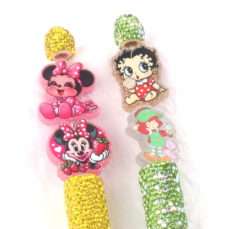 Wholesale 10pcs glitter cartoon straight-hole DIY acrylic beads OLY Exclusive