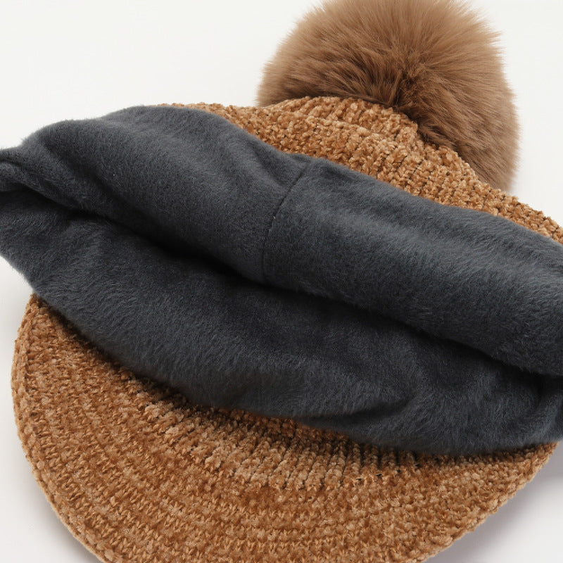 Wholesale of New Winter Plush and Warm Cute Fur Ball Wool Hats