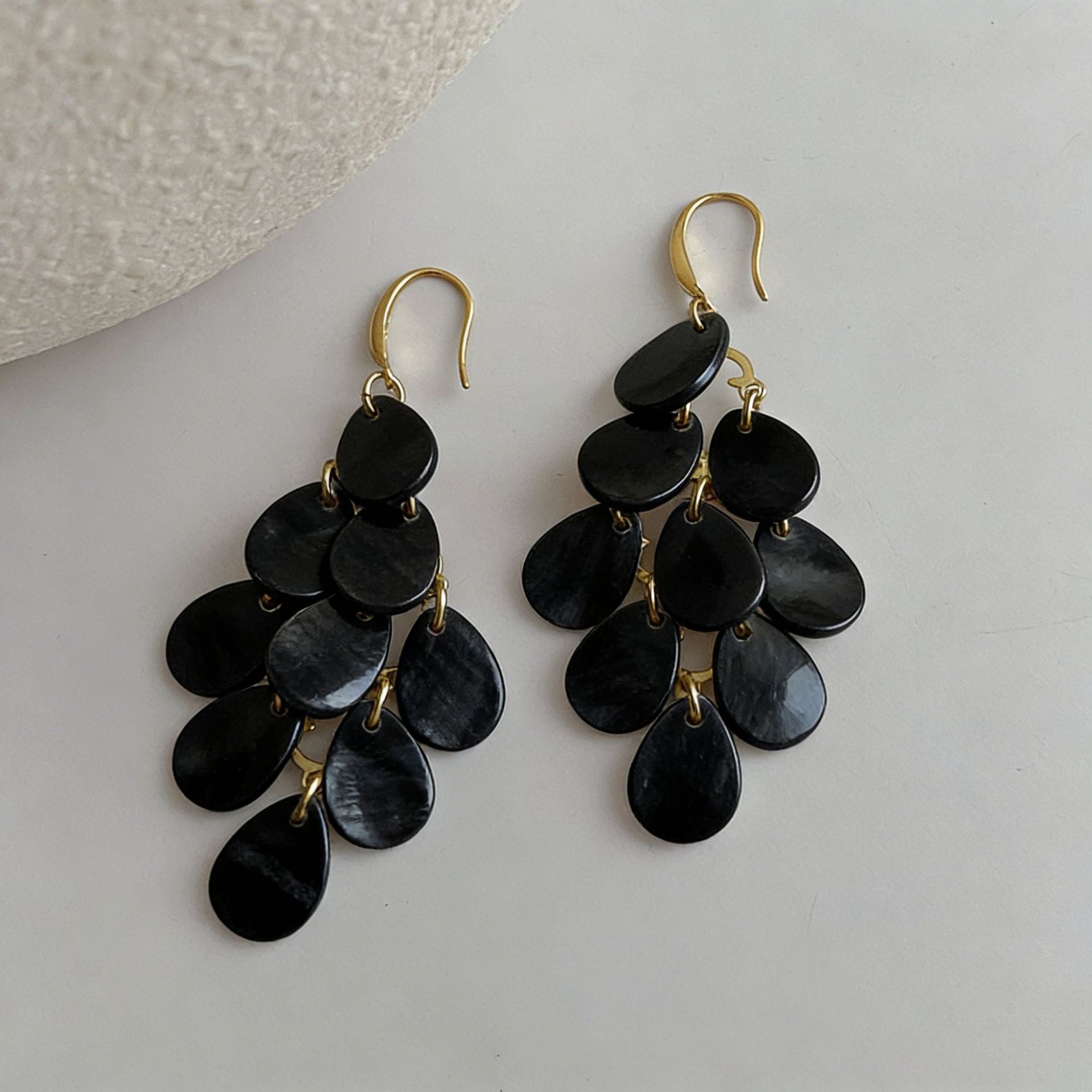 Wholesale Trendy Bohemian Water Drop Acrylic Tassel Earrings Japanese Korean Style Shell Design Fashion Jewelry Accessory For Vacation And Gift