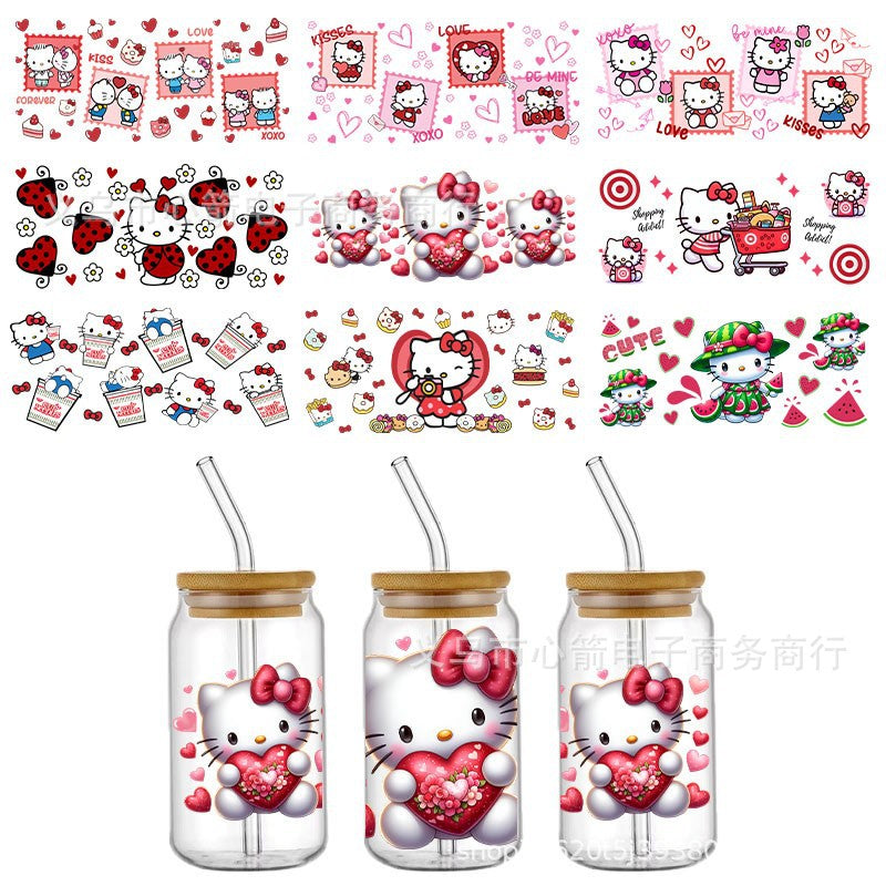 Wholesale 5pcs Cartoon Cute Cat 16oz Cup UV DTF Wraps OLY Exclusive