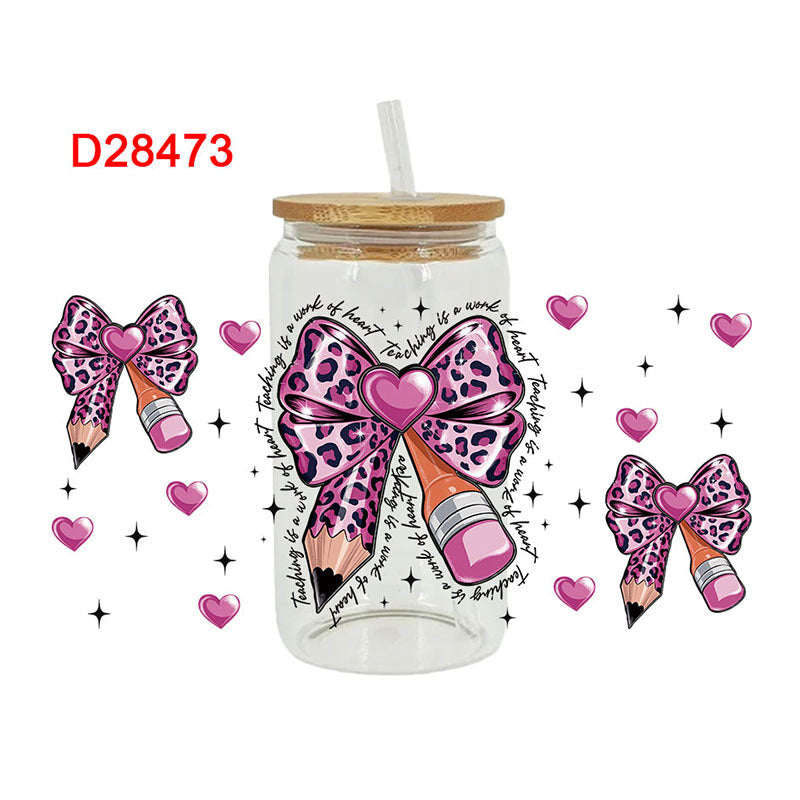 Wholesale Pink calf 16oz Cup UV DTF Wraps