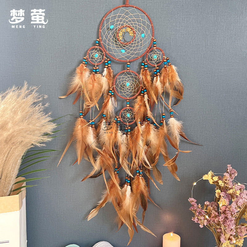 Wholesale Turquoise Tree of Life Colorful Feather Dream Catcher