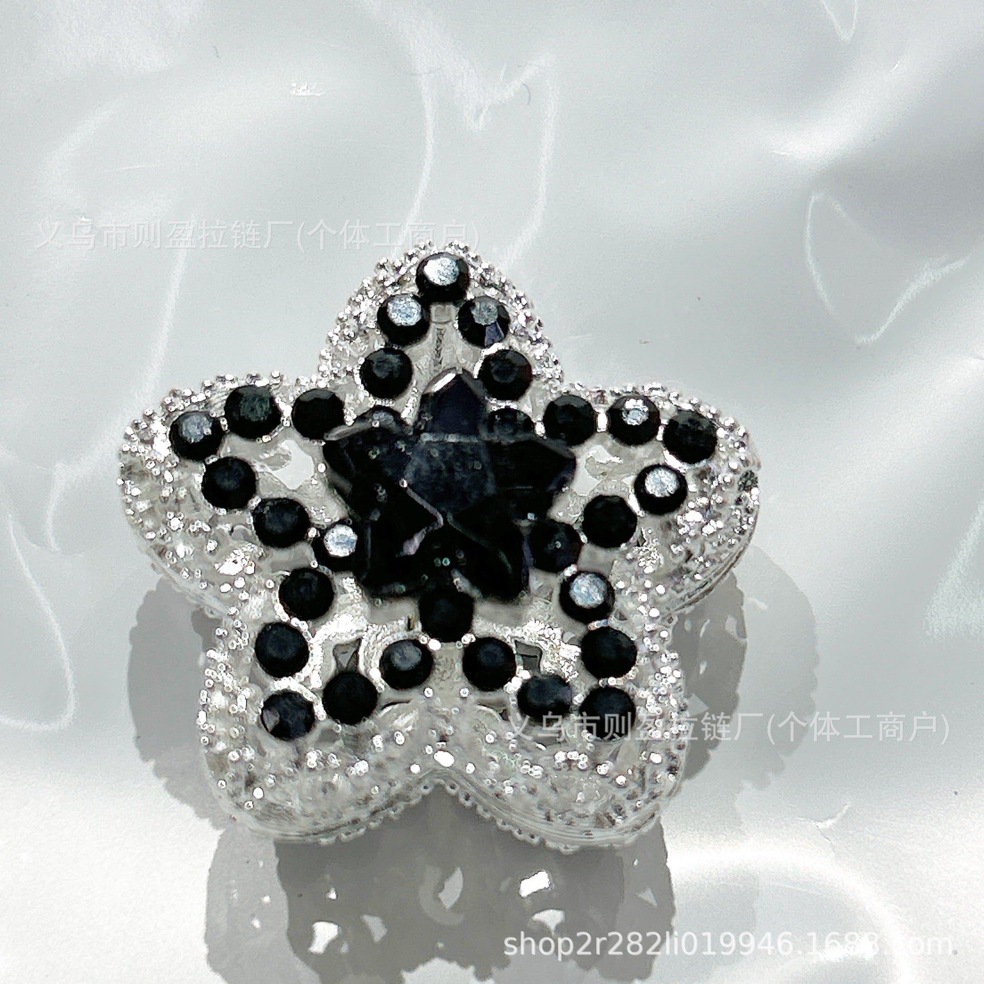 Wholesale 10pcs with Diamond Zircon Pentagram Vertical Hole Irregular Double-sided Diamond Pentagram Beads
