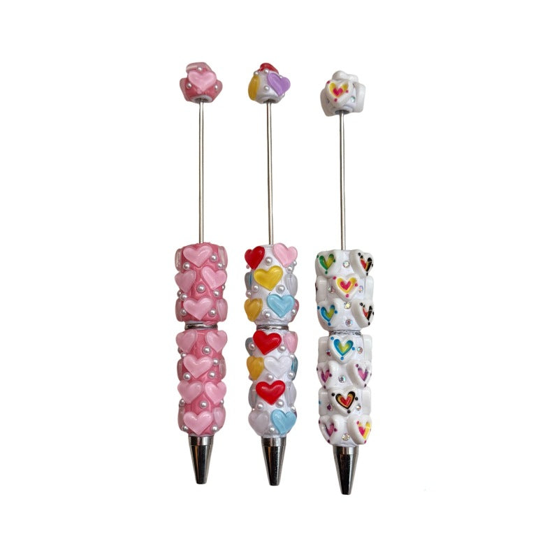 Wholesale 2pcs Heart-shaped Beaded Pen DIY Clay Beadable Pen
