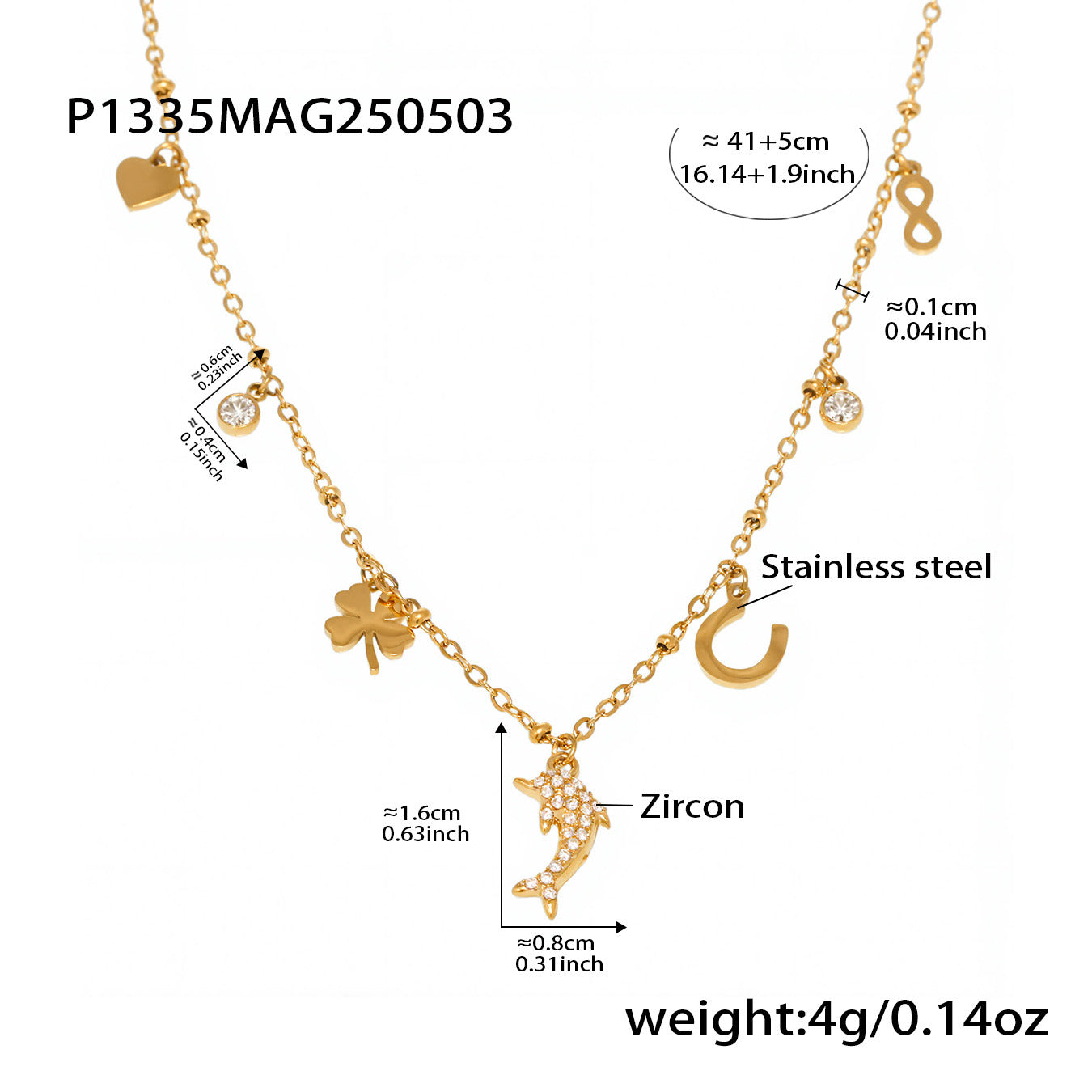 Wholesale Mystique Stainless Steel 5A Zircon Dolphin Multi-accessories Clavicle Chain Light Luxury Elegant Color-free Girls' Necklace Jewelry