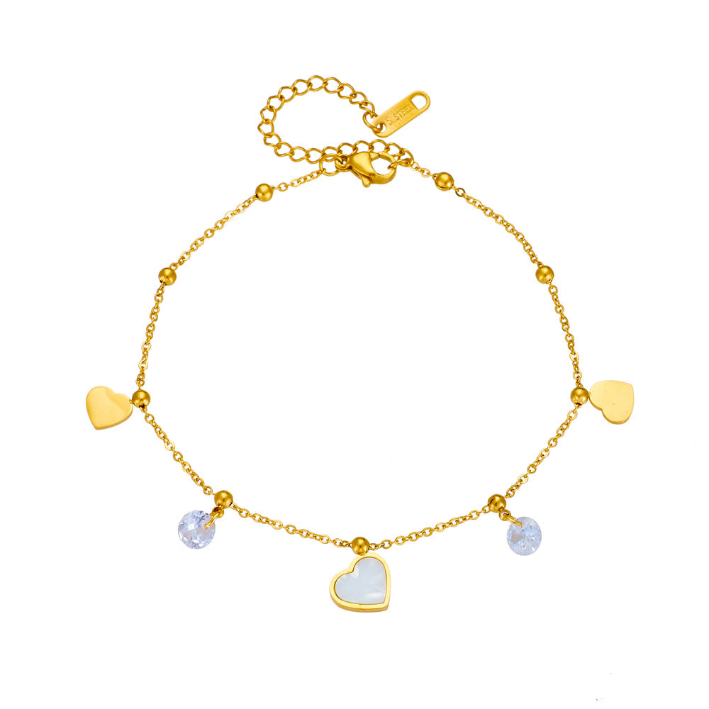 Wholesale Titanium Steel White Shell Love Necklace Bracelet