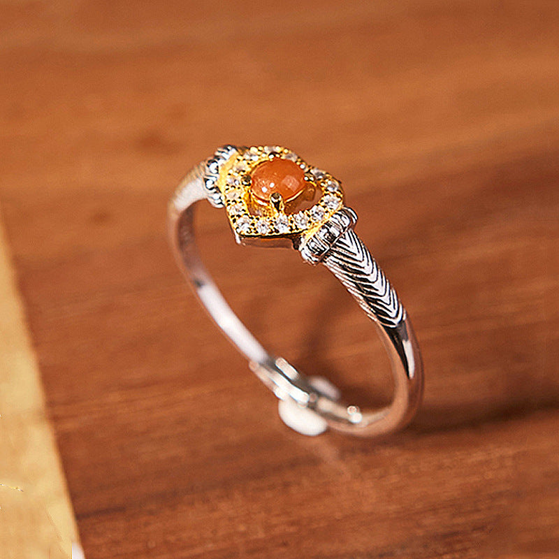 Wholesale Sparkling Diamond Love Agate Copper Rings