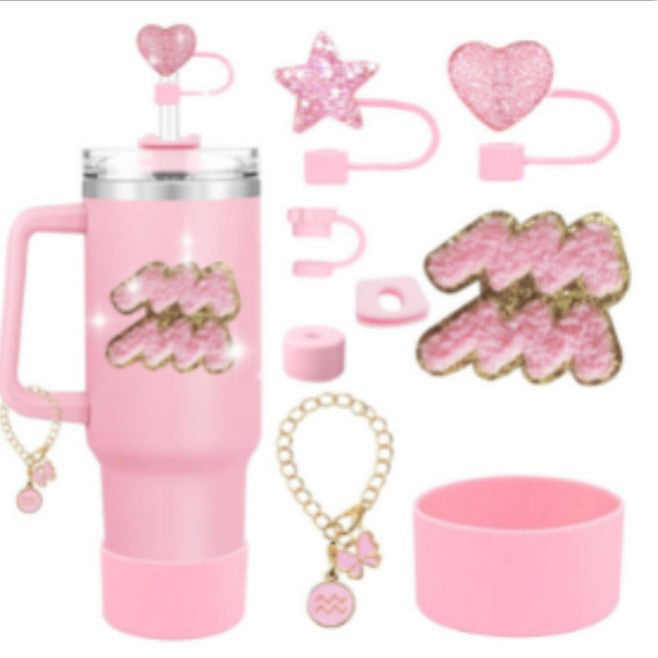 Wholesale Handle Flower Cup Chain Love Flower Straw Cap Cup Accessories