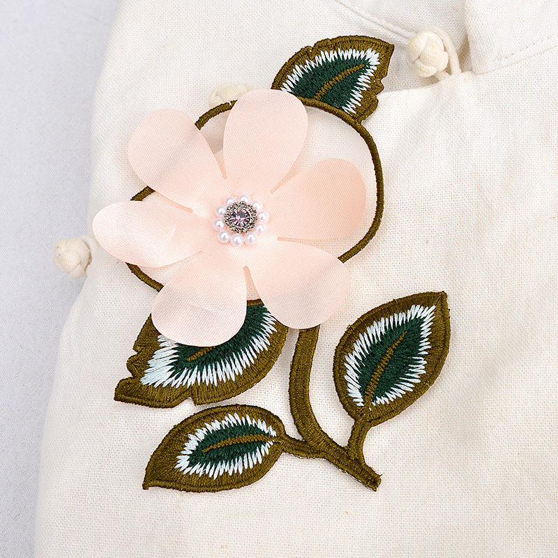 Wholesale Large Handmade Beaded Organza Flower Applique Embroidery Patch For DIY Clothing Decorative Accent