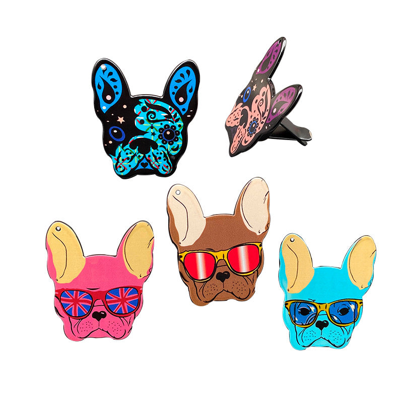 Wholesale Acrylic French Dog Fighting Car Air Outlet Perfume Clip