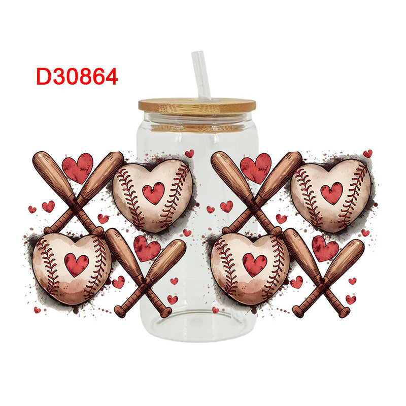 Wholesale Baseball Bow  16oz Cup UV DTF Wraps