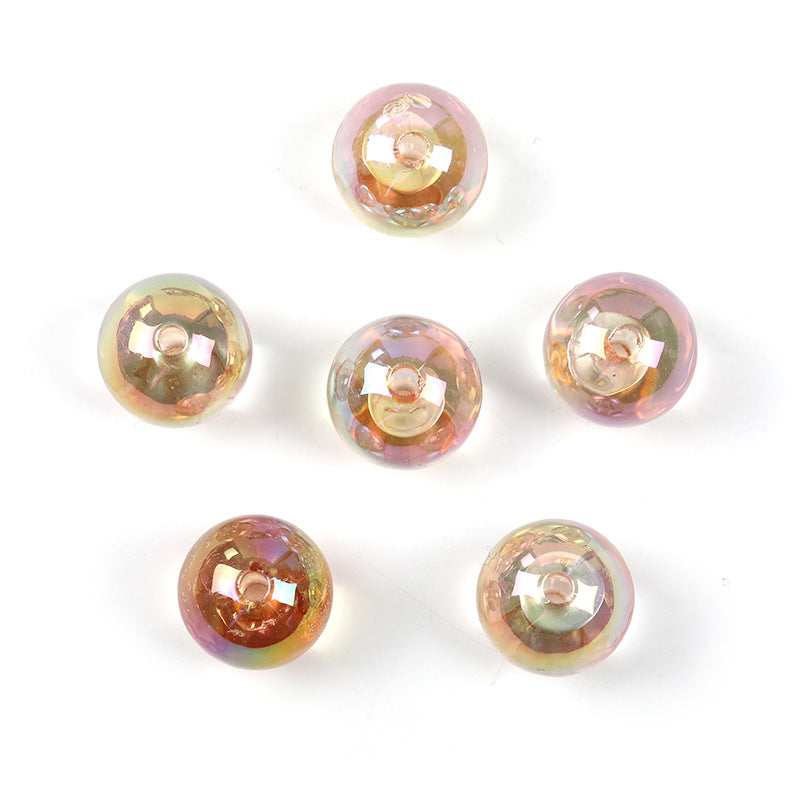 Wholesale 100pcs 16mm Acrylic Color UV Electroplating Round Beads Diy Jewelry Accessories Beads