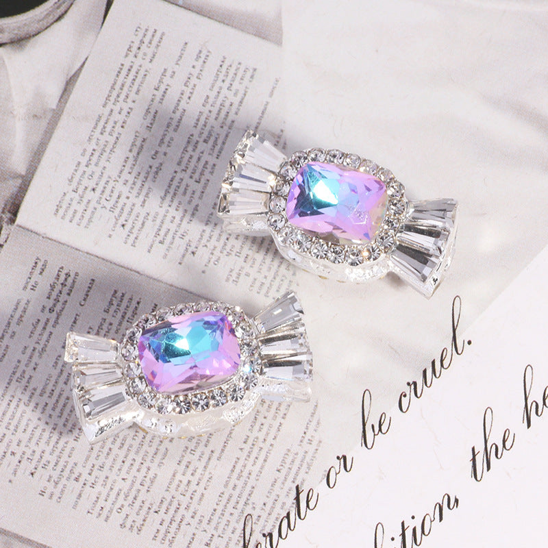 Wholesale 5pcs/pack Alloy Candy 3D Rhinestone DIY Straight Hole Beads