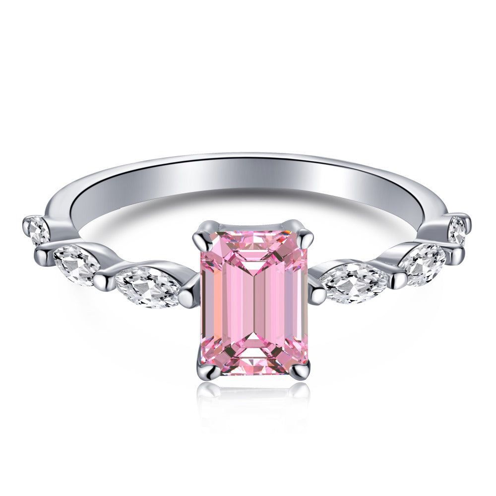 Wholesale Pink Series S925 Sterling Silver Love Butterfly Four-Leaf Clover Zircon Ring