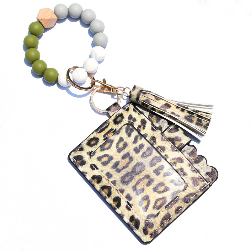 Wholesale Silicone Bead Bracelet Card Holder Tassel Wallet Keychain