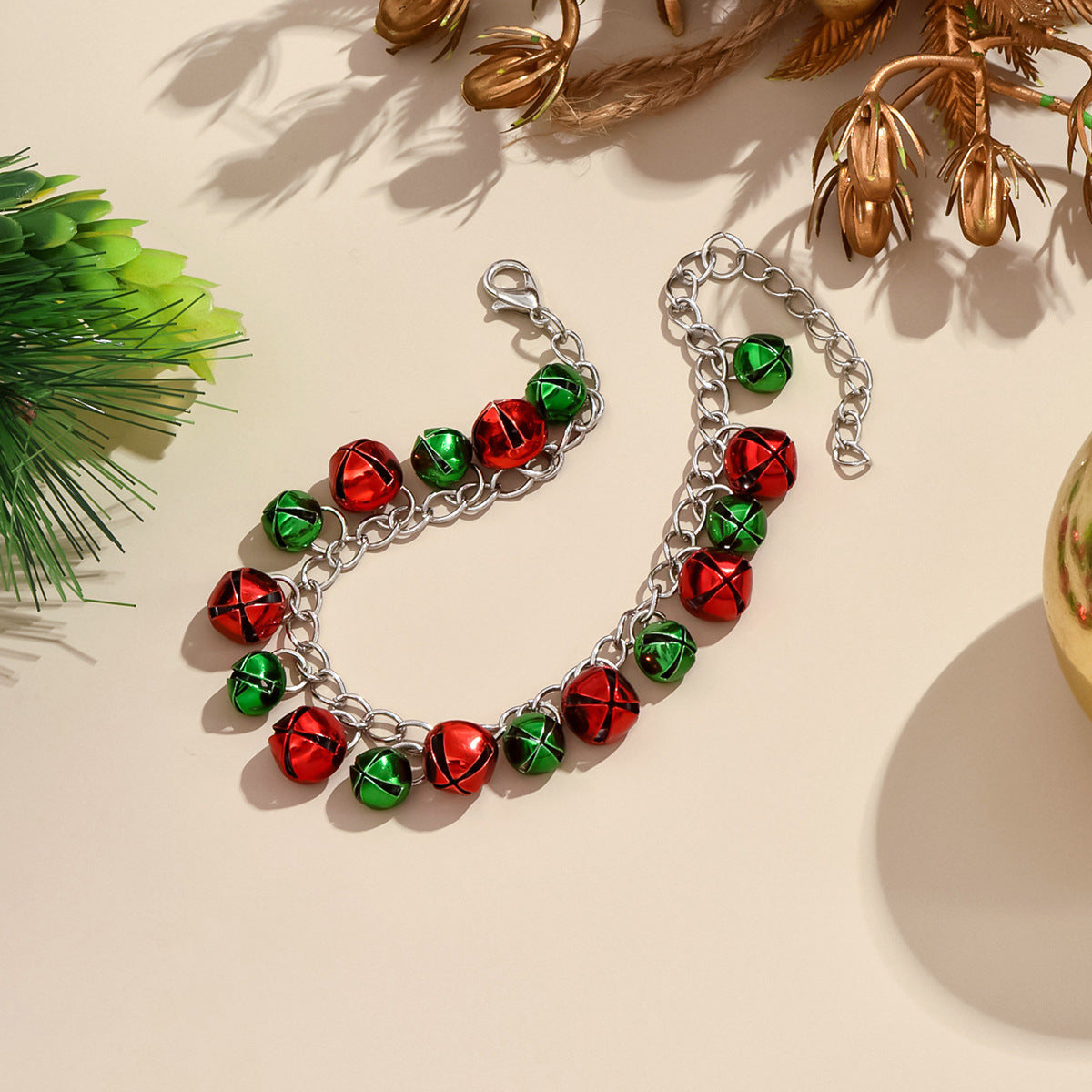Wholesale Christmas Colorful Bell Bracelet Earrings Necklace Set