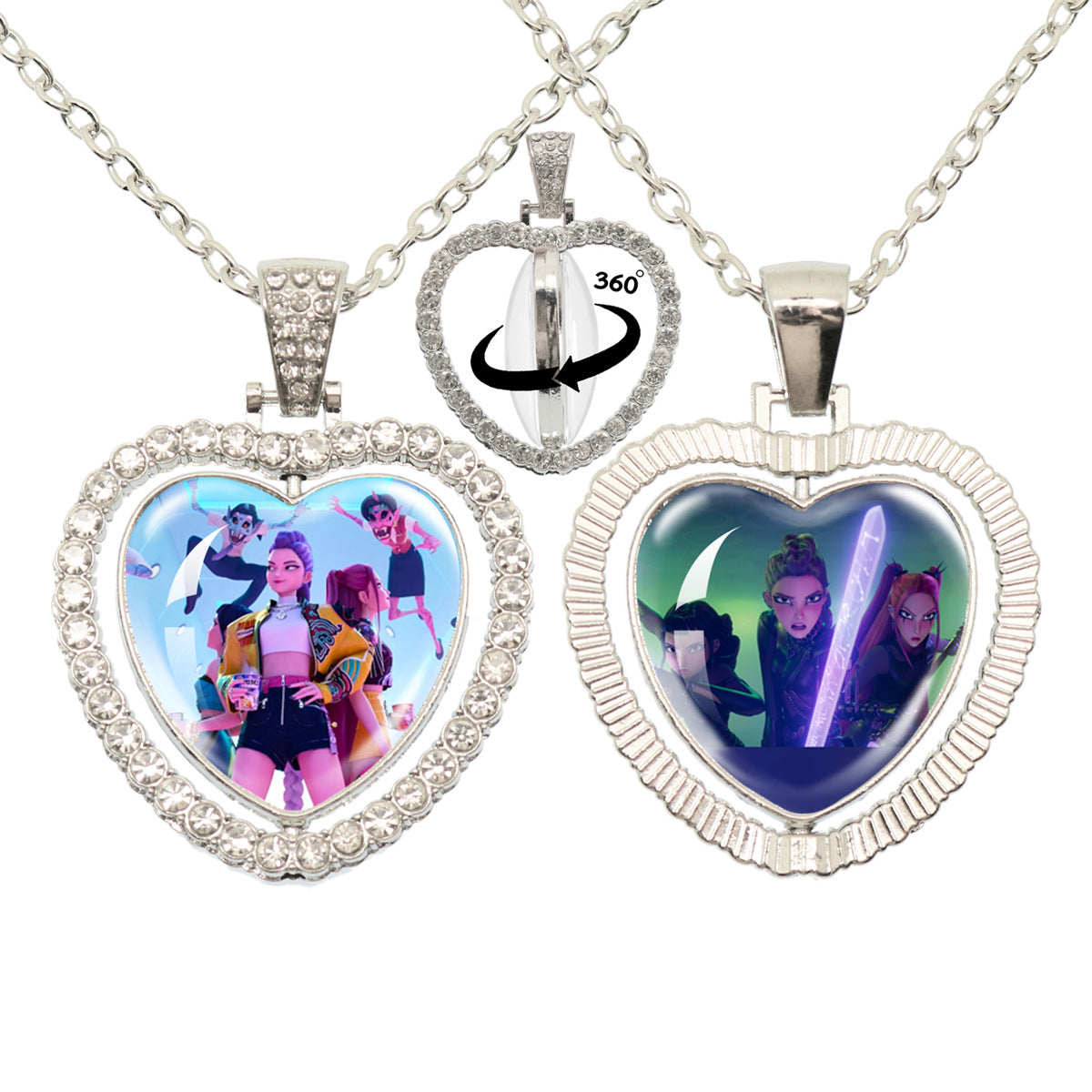 Wholesale Cartoon Cute Girl Time Gem Peach Heart Water Diamond Necklace OLY Exclusive