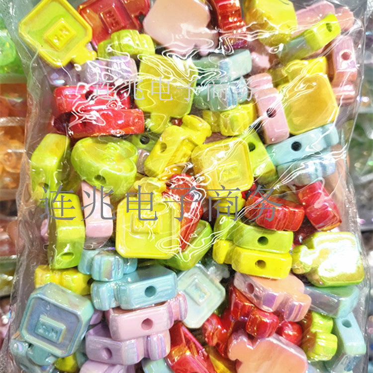 Wholesale 200pcs/pack Acrylic Solid Color Plated Cartoon Straight Hole String Beads