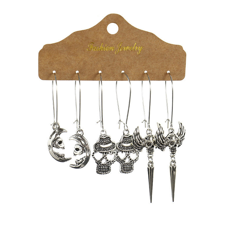 Wholesale Halloween Ghost Skull Bone Alloy Earrings Set