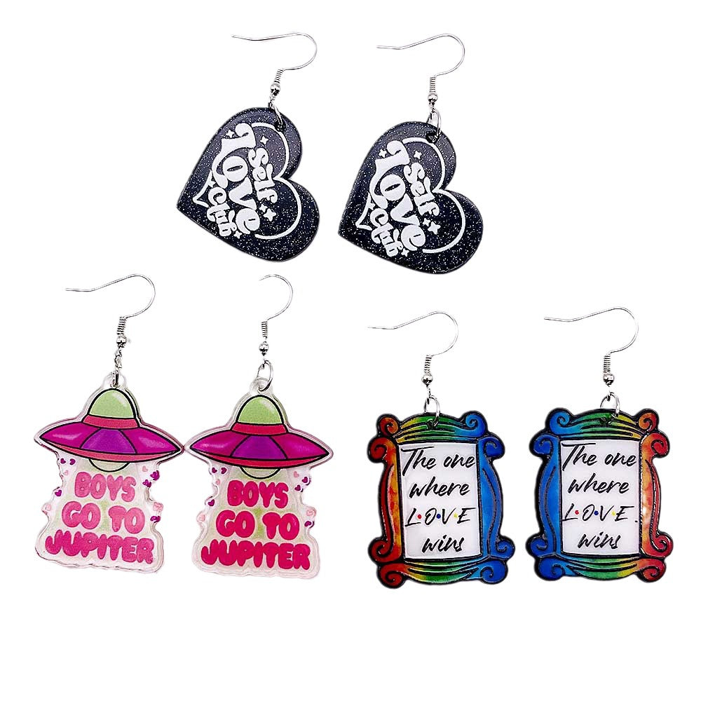 Wholesale Valentine's Day Earrings English Letters LOVE Love Acrylic Earrings