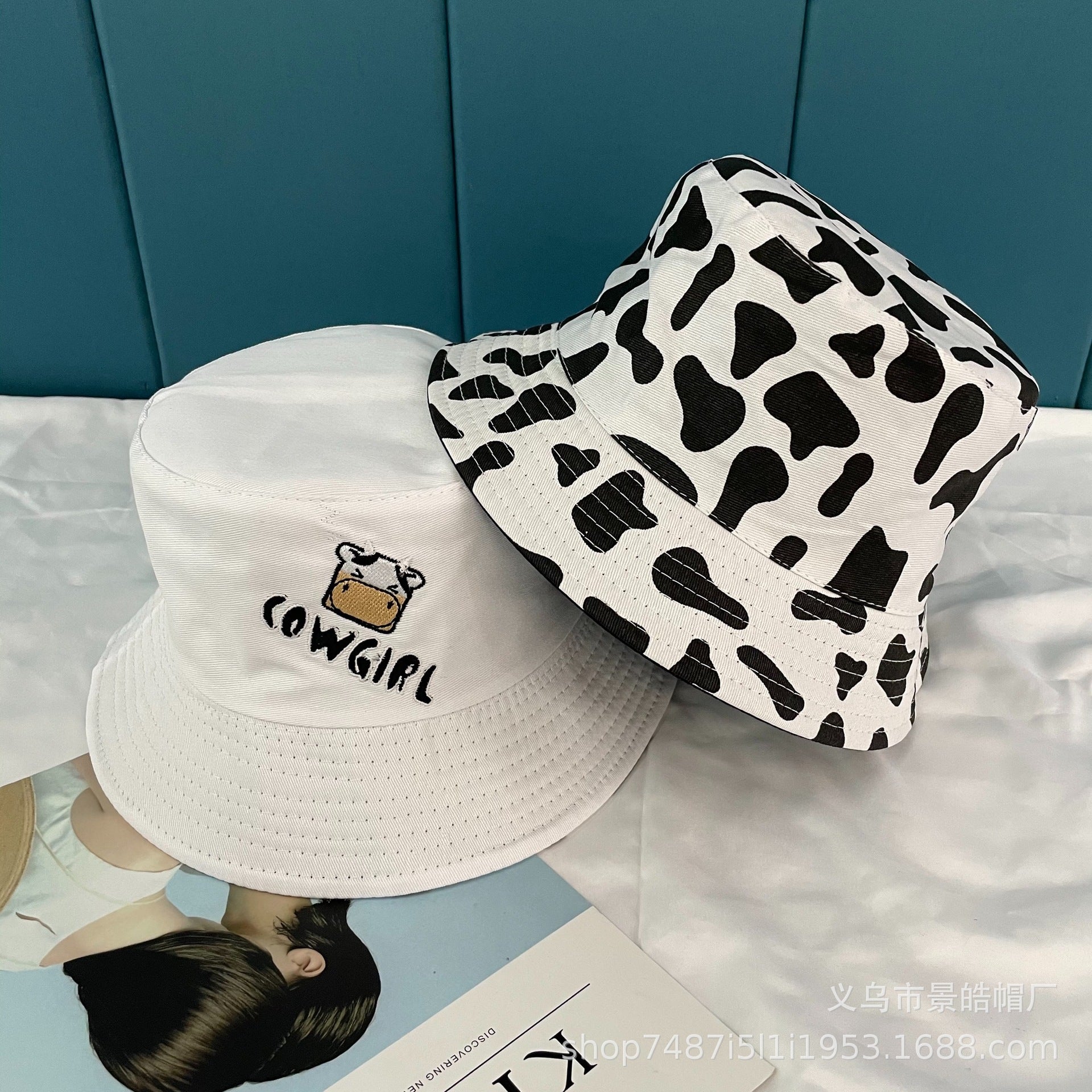 Wholesale Summer Polyester Cow Print Bucket Hat
