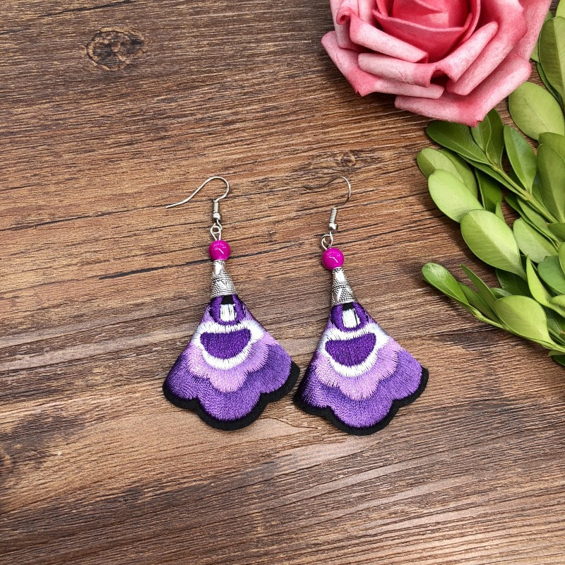 Wholesale Embroidery Flower Fabric Earrings