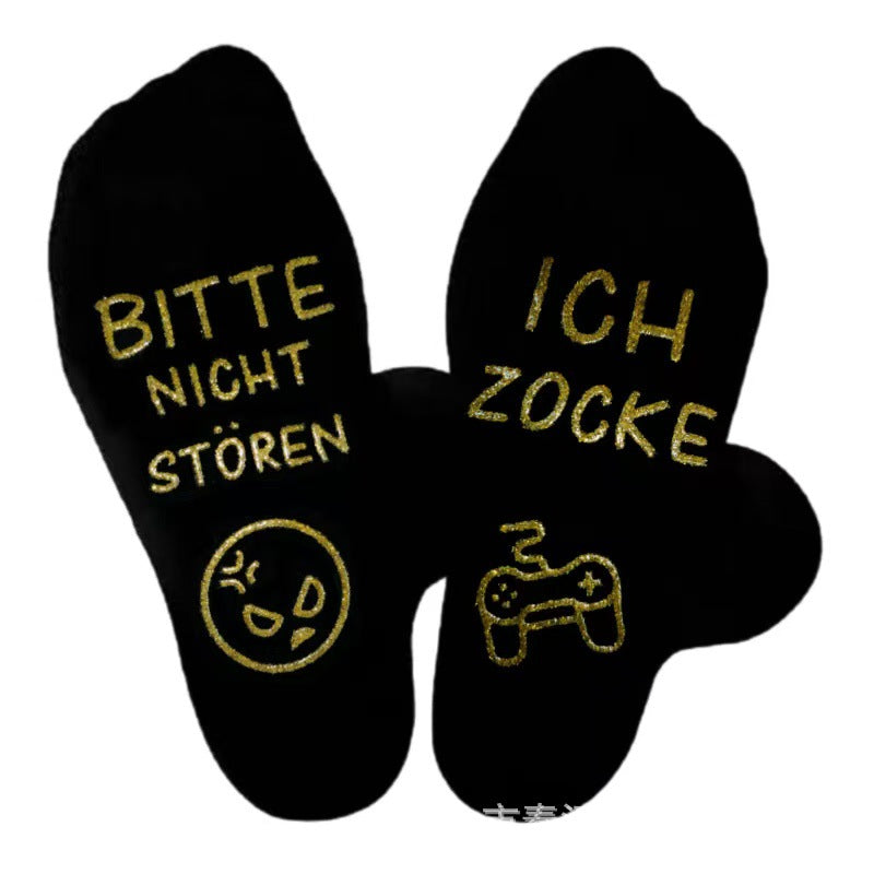 Wholesale European and American Full Cotton Mid Tube Funny Game Socks