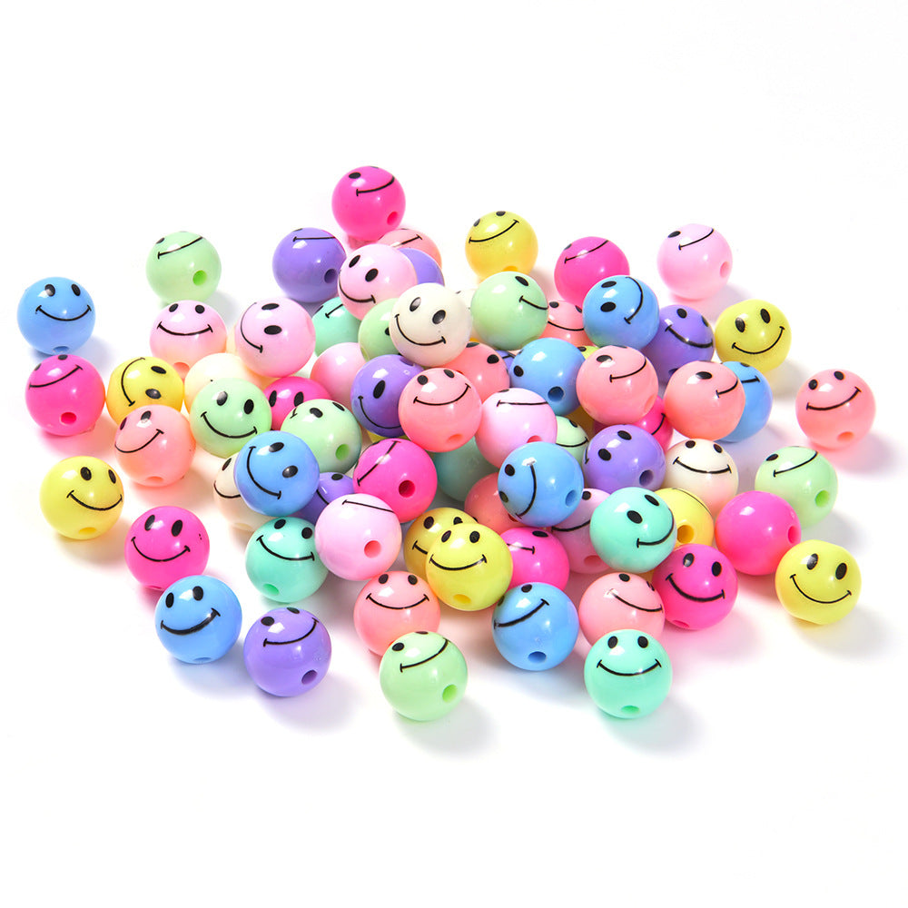 Wholesale 50pcs Acrylic Round Smiley Face Necklace Diy Beads