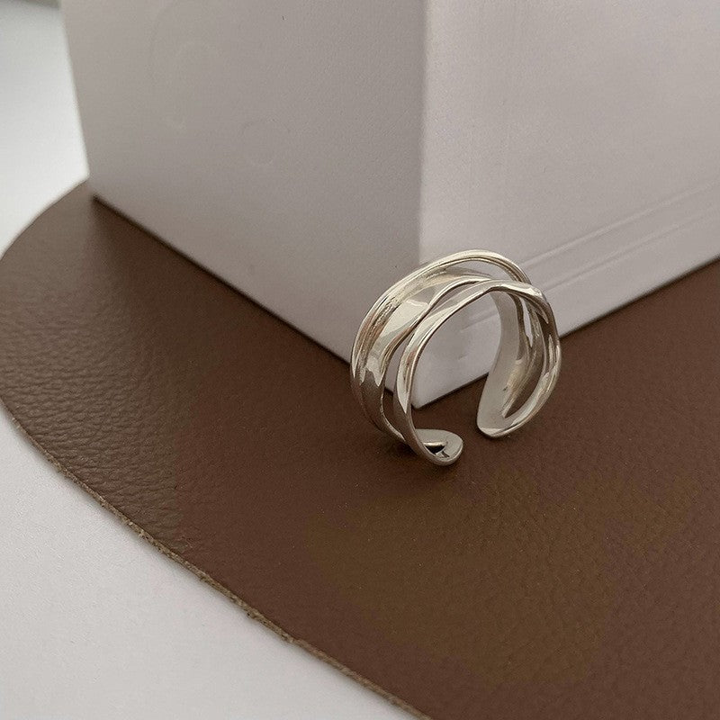 Wholesale 925 silver plate plain ring, high-end, versatile and adjustable opening