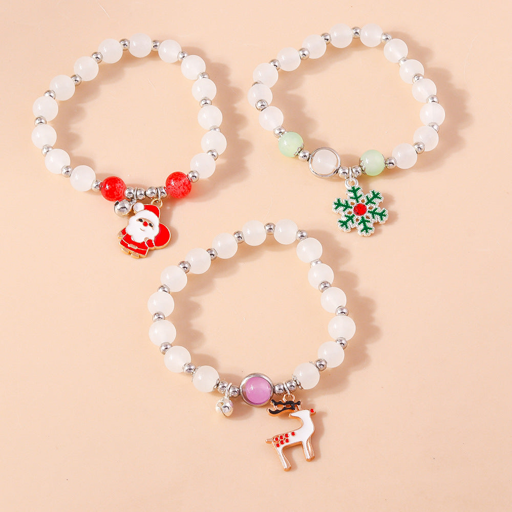 Wholesale Christmas Cat's Eye Santa Claus Elk Snowflake Bracelet
