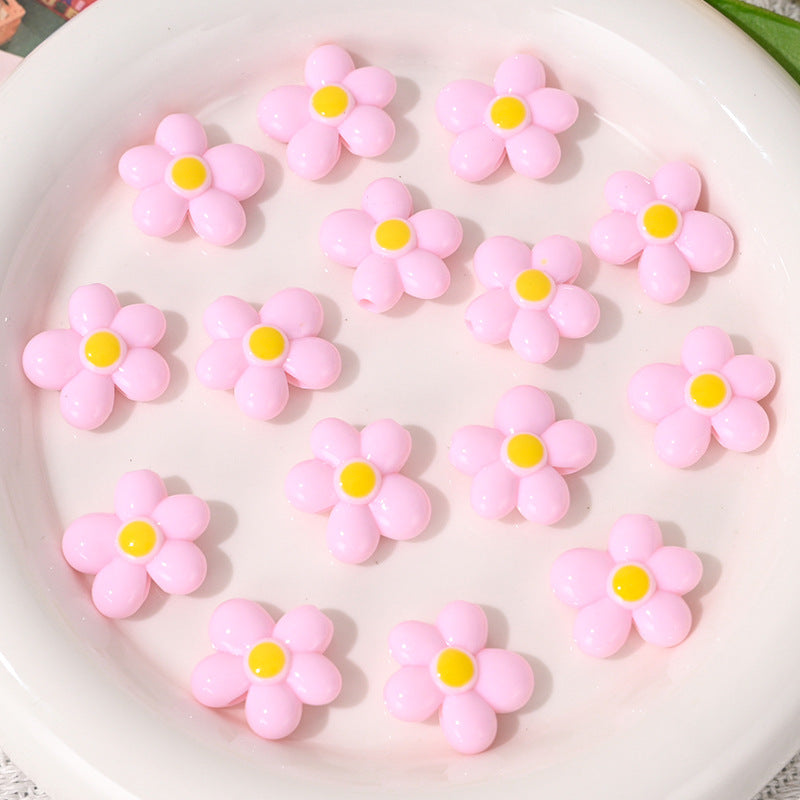 Wholesale 5pcs/pack Colorful Small Flowers with Holes Beads