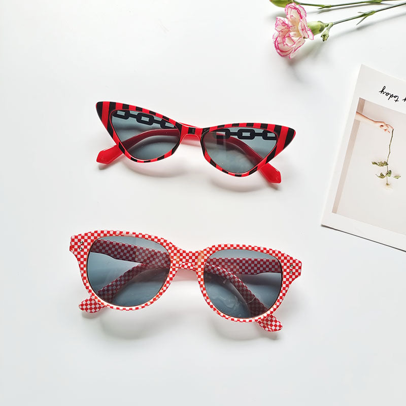Wholesale Striped Cat Eye PC Small Frame Sunglasses