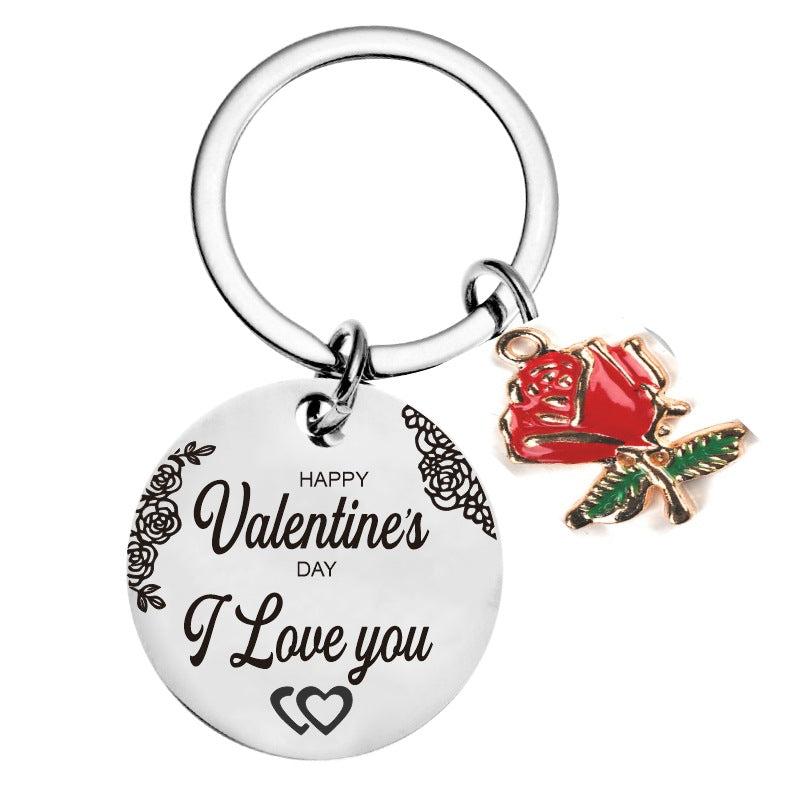 Wholesale Christmas and Valentine's Day Stainless Steel Laser Engraved Keychains