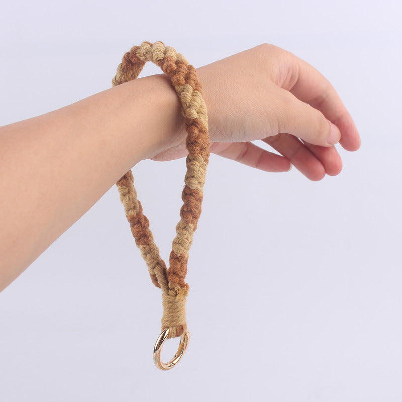 Wholesale Hand Woven Colorful Pattern Cotton Rope Keychain