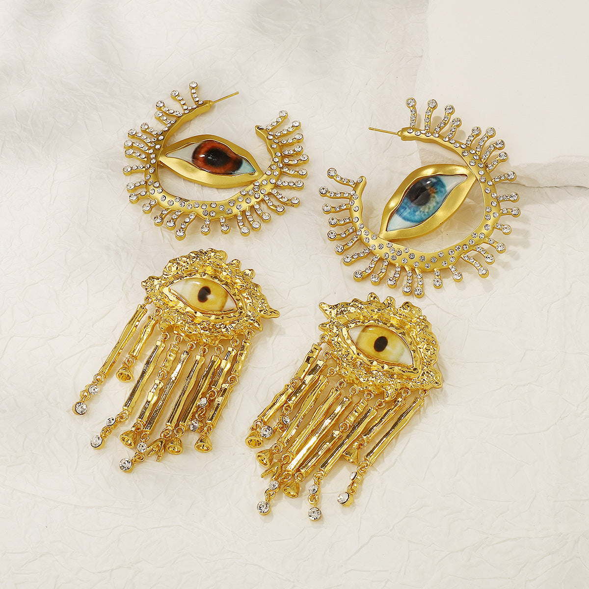 Wholesale Exaggerated Evil Eye Tassel Earrings