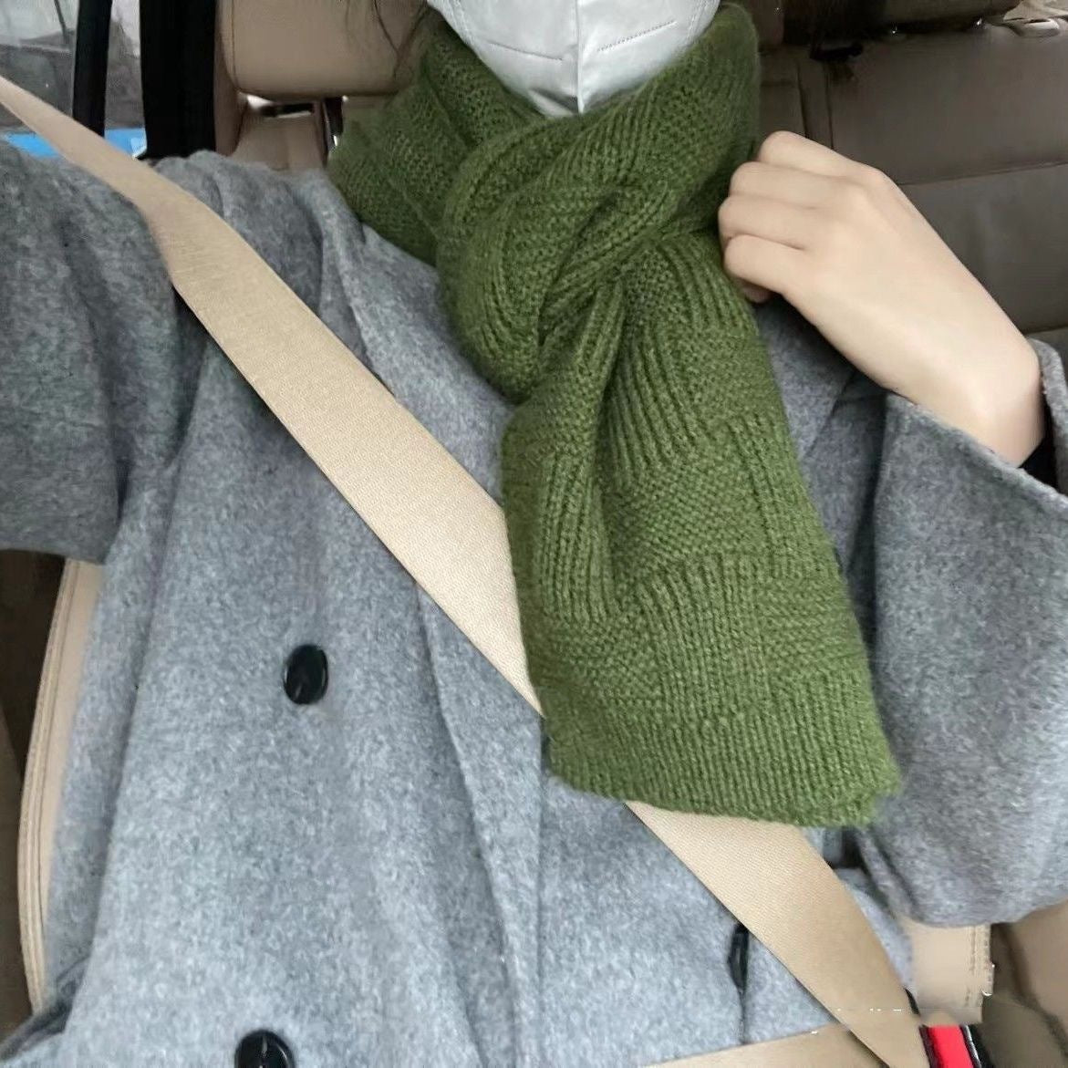 Wholesale Stripe Solid Color Label Winter Warm Knitted Arctic Velvet Scarves