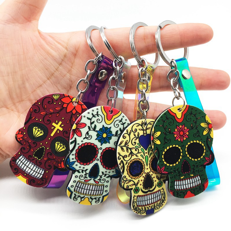 Wholesale Day of the Dead Skull Mexican Calavera Acrylic Keychain